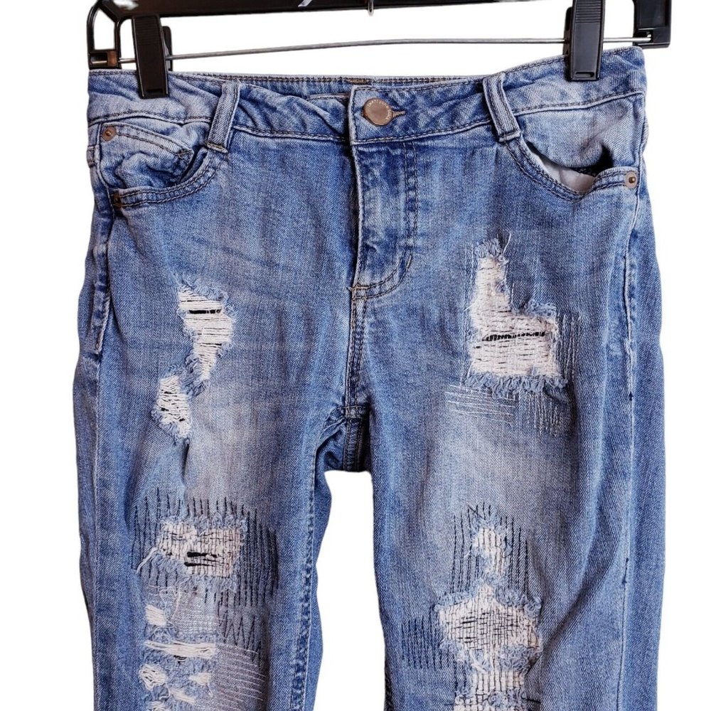 Twenty One Black Rue21 Mid Rise Skinny Flex Jeans Women's 3/4 Regular Blue - Picture 6 of 16
